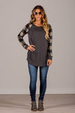 Plus Size Women Casual Long Sleeve Plaid Check T Shirt Ladies V Neck Tops Blouse
