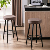 Gplesas Durable Barstool Round Shape Mordern Chairs 2-Pcs Set Sturdy Bar Stools Furniture Counter Kitchen