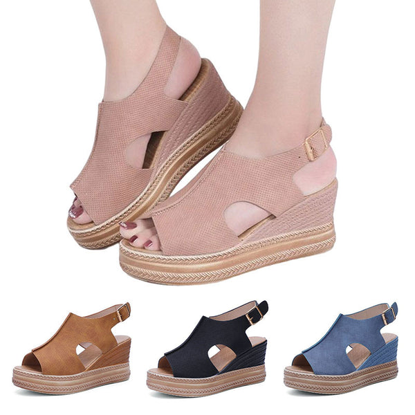 Women's Increase Height Sandals Buckle Wedge Sandal Open Toe Platform Sandals