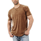Men's Solid Color Crew Neck Short Sleeve Tops Casual T-Shirt Blouse Pullover Tee
