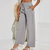 Women Elastic Waisted Wide Leg Loungewear Ladies Baggy Long Pants High Waist Lounge Harem Casual Loose Palazzo Pants
