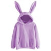 Women's Solid Color Bunny Ears Hooded Casual Sweatshirt Hoodie Jumper Pullover