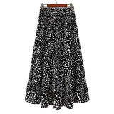 Womens High Waist Polka Dot Pleated Skirt Midi Swing Skirt