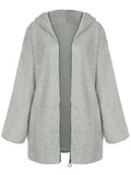 Frontwalk Womens Fuzzy Fleece Jacket Sherpa Winter Zip Up Hoodie Coat Outerwear Solid Open Front Hooded Cardigans with Pocket