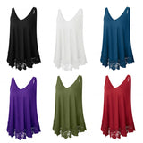 Women's Lace Splicing Tank Tops Sleeveless Casual Loose T-shirt Vest Tops Blouse