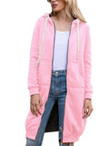 Frontwalk Casual Long Tunic Tops for Women Oversize Long Sleeve Zip Up Hoodie Sweatshirt Jacket Winter Fall Open Front Cardigan