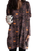 Casual Sweatshirt for Women Halloween Shirts Long Sleeve Black Cat Shirt Baggy Loose Fit Pullovers with Pockets Pumpkin Print 2 M