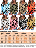 Women's Leopard Print V Neck Loose Fit Long Sleeve T Shirts Casual Comfort Tops
