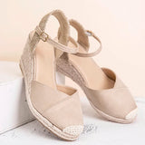 Womens Platform Espadrille Wedges High Heel Sandals with Ankle Strap Buckle Up Shoes