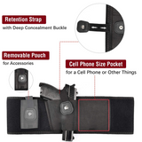 Ruggens Belly Band Holster for Concealed Carry - Breathable Neoprene Waist Holster for Men and Women Fits Glock, Ruger LCP, S&W M&P 40 Shield Bodyguard, Sig Sauer, Ruger, Kahr, Beretta, 1911, etc