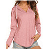 Pullover Hoodies Tops Long Sleeve for Women V Neck Drawstring Hooded Shirts Blouses Tunic Ladies Autumn Solid Color Sweatshirt S-XXXL
