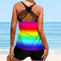 S-XL Women 2 Piece Tankini Swimsuit Set With Push Up Bra Padded Swimwear Beachwear Bathing Suit With High Waist Boyshorts