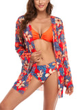 Women's 3 Pieces Bikini Swimsuit Cover Up Floral Beachwear Bathing Suit Tankini Swimwear