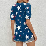 Lumento Women Sexy V Neck T Shirt Casual Summer Floral Print Tunic Tops Blouse