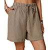 Women Cotton Linen Loose Fitting Casual Short Pants Elastic Waist Yoga Shorts Summer Beach Drawstring Shorts with Pockets
