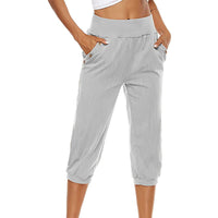 Women's Harem pants Loose Fit Capri Pants Jogger Workout Yoga Lounge Pants with Pockets