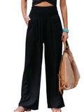 Women Pants Cotton Linen Casual Loose Harem Pant Summer Beach Palazzo Pants with Pockets