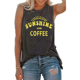 Lumento Women Sunshine and Coffee Tank Tops Casual Summer Graphic Shirt Sleeveless Graphic Tee Shirts