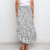 Womens High Waist Polka Dot Pleated Skirt Midi Swing Skirt