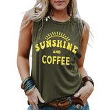 Lumento Women Sunshine and Coffee Tank Tops Casual Summer Graphic Shirt Sleeveless Graphic Tee Shirts