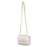 Women Fashion Quilted Crossbody Bag Leather Small Shoulder Handbag Satchel Purse with Metal Chain Strap