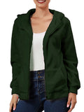 Womens Casual Winter Outwear Plush Open Front Full Zipper Coat Fluffy Fuzzy Fleece Hoodies Jackets With Pockets