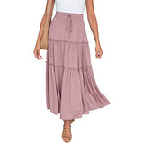 Women Plearws Long Maxi Skirts Tiered Ruffle Swing Skirts Summer Beach Boho Skrit