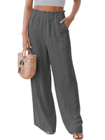 Wide Leg Pants for Women Casual Elastic High Waist Smocked Palazzo Lounge Pants