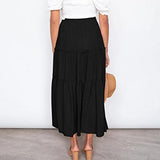 Women Plearws Long Maxi Skirts Tiered Ruffle Swing Skirts Summer Beach Boho Skrit