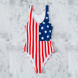 Women 4th Of July Swimming Suit Tummy Control Backless One Piece Swimsuit Independence Day Padded Swimwear Scoop Neck Hot Spring Beach