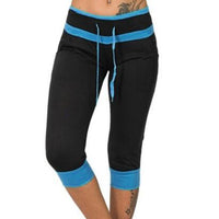 Womens Ladies Yoga Capri Pants Splicing Slim Fit Flared High Waist Fitness Gym