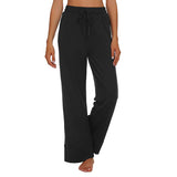 Womens High Waist Wide Leg Trousers Casual Elastic Loose Solid Yoga Long Pants
