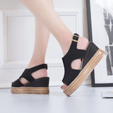 Women's Increase Height Sandals Buckle Wedge Sandal Open Toe Platform Sandals