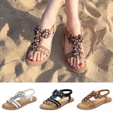 Women's Boho Rhinestone Casual Sandals Summer Beach Flip Flops Size 4.5-11.5