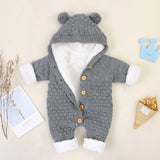 Baby Romper Knitted Toddler Jumpsuit Cute Playsuit Hoodie Boys Girls Keep Warm