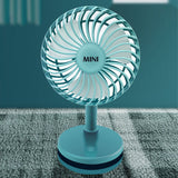 Rechargeable Desk Fan Portable Ultra-Quiet 3 Mode LED Light USB Mini Desktop Fan