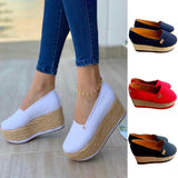Womens Breathable Solid Color Slip On Round Toe Casual Daily Wear Platform Shoes