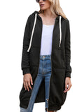 Frontwalk Casual Long Tunic Tops for Women Oversize Long Sleeve Zip Up Hoodie Sweatshirt Jacket Winter Fall Open Front Cardigan