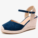 Womens Platform Espadrille Wedges High Heel Sandals with Ankle Strap Buckle Up Shoes