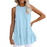 Women's Tiered Vest Tank Top Casual Loose Sleeveless Shirt Blouse Pullover Tunic