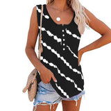 Sleeveless Stripe Tank for Women Summer Casual U Neck Loose Blouse Shirts Vest