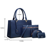 4Pcs Fashion Women Leather Tote Handbag Shoulder Bags Top Handle Satchel Business Bag Purse Pouch for Mom Girls Gift