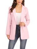 Women's Solid Casual Blazer Office Work Long Sleeve Open Front Jacket for Autumn and Winter