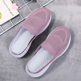Women Flying Weaving Slippers Mules Slip On Round Toe Casual Athletic Shoes Flat