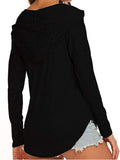 Pullover Hoodies Tops Long Sleeve for Women V Neck Drawstring Hooded Shirts Blouses Tunic Ladies Autumn Solid Color Sweatshirt S-XXXL