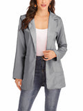 Women's Solid Casual Blazer Office Work Long Sleeve Open Front Jacket for Autumn and Winter