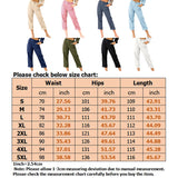 Ladies Loose Fit Solid Color Pants Womens Comfy Trousers Pocket Yoga Elastic Waist Casual Straight