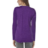 Women Long Sleeve Ruched Button Down Solid Color Tunic Top Ladies Crew Neck Casual Baggy T Shirt Blouse