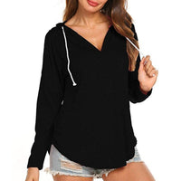 Women's Hoodies Long Sleeve T-Shirt Loose Hooded Tops Blouse Pullover Drawstring