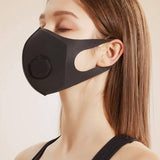 CUH Black Frabic Face Masks With Valve,Adult Woman Man Mouth Covering,Strethable Mouth-muffle,Washable Reusable Mask